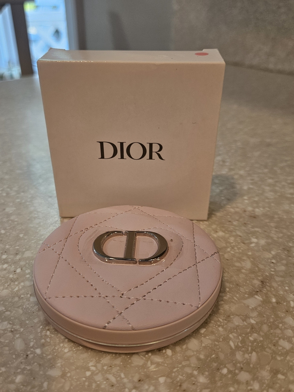 Dior Light Pink Quilted CD Compact Powder Case Pink New